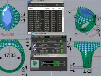 Yellow Gold Smoky Topaz and Diamond STL 3D Ring Model jr00193 3D print model