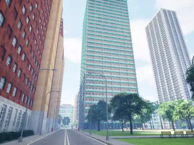 City Downtown Skyscraper Street - Unreal - Lot 08 Low-poly 3D model