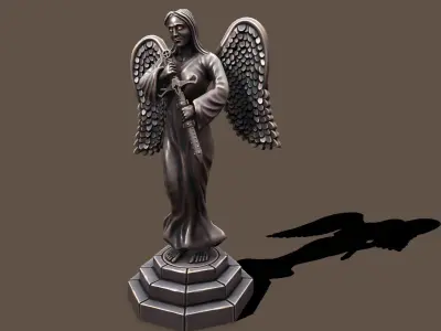 Statue woman keeper Low-poly 3D model