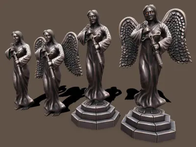 Statue woman keeper Low-poly 3D model