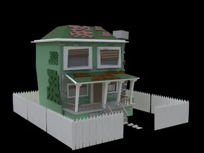 cartoonish stylized house  Free low-poly 3D model