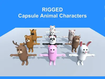 Lowpoly Animal Characters - Cartoon Humanoid Animal Characters Low-poly 3D model
