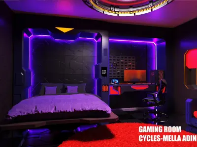 gaming room and digital objects  3D model