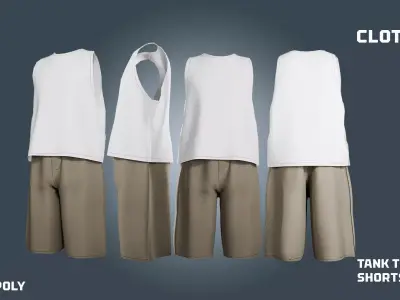 tank-top and short -clothyfic outfit Low-poly 3D model