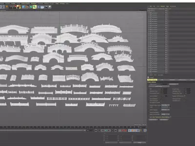 Chinese garden elements outdoor arch bridge building 3D model