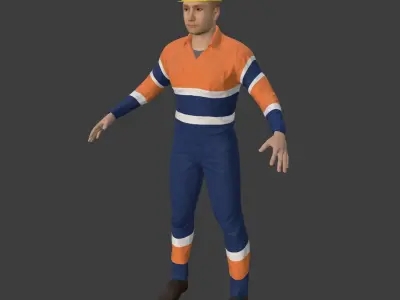 Construction Worker -- with IK and FK Rig Low-poly 3D model