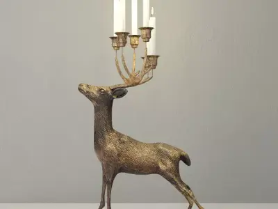 Oversize Brass Deer Candle Holder 3D model