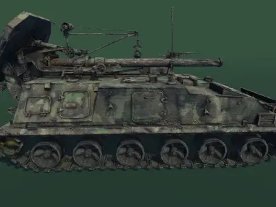 Self-propelled Mortar Low-poly 3D model