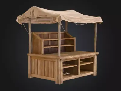Market Stall Display Low-poly 3D model
