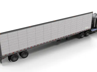 Freightliner van trailer Low-poly 3D model