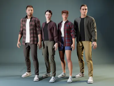 Modular Urban Clothing - Rigged - GameReady Low-poly 3D model