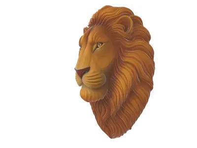 Majestic Lion Head Wall Sculpture Regal King of Beasts 3D print model