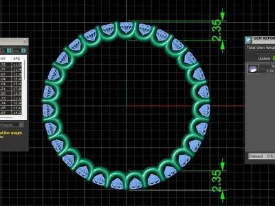 U Shaped Eternity Ring 2mm stone size swiss 9 and EU49 3D print model