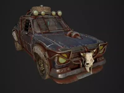 Mad Max Vehicle post apocalyptic car Low-poly 3D model