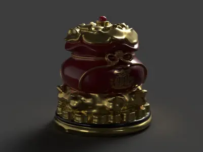 Chinese money bag  Low-poly 3D model