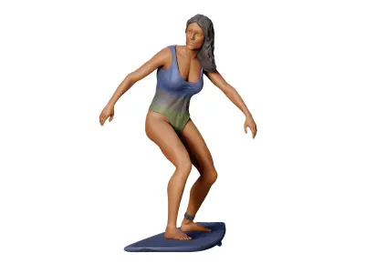 N2 Surfer with SurfBoard is surfing 3D print model