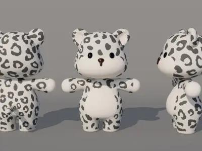 Rigged Cartoon Leopard Low-poly 3D model