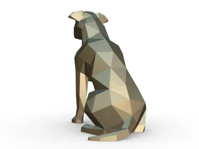 american staffordshire terrier low poly 3D print model
