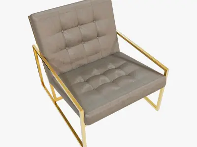 Modern Luxury Chair - Gold Metal and Velvet 3D model