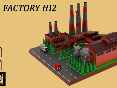 Factory Warehouse H12 Low-poly 3D model