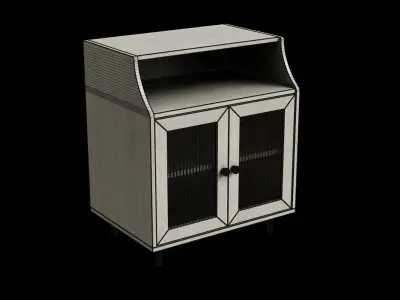 Fluted Glass 2 Door Nightstand 3D model