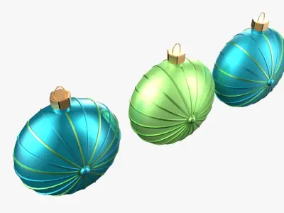 Christmas Tree Ornament Set7 - Turquoise Green  Low-poly 3D model