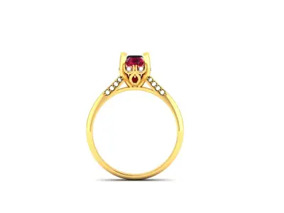 Solitaire Wedding Engagement Ring 3D print model 2