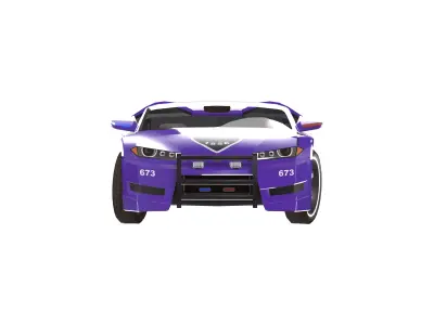 Purple Cop Car Stylized Police Vehicle 3D Asset Rigged 3D model