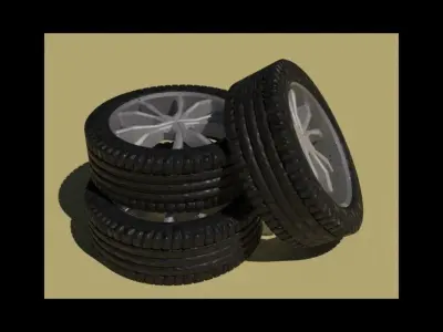 Car Wheel Low-poly 3D model 2