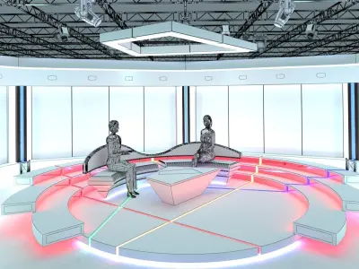 Virtual TV Studio Chat Set 2 3D model