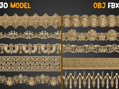 50 Ornaments Trim Brush  Vol 11 Low-poly 3D model