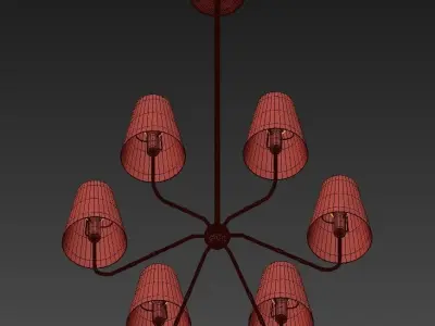 Berkshire 6 gold chandelier with five lamps 3D model