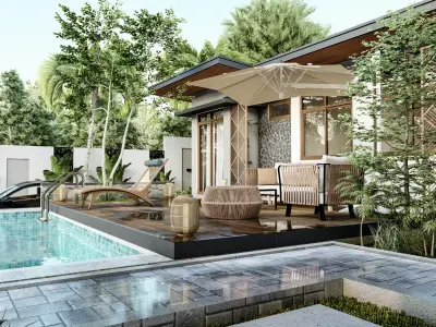 Tropical Luxury Pool Villa Modern Resort Style 3D Model 3D model