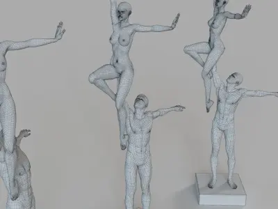 Dancers-Right Arm Lift Bronze 3D model