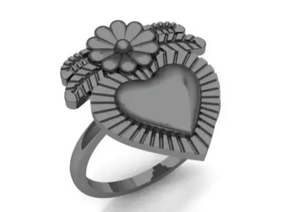Sacred Heart Flower Ring 3D print model