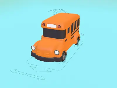 Colorful 3D Kids Bus Model - Playful and Game Ready Low-poly 3D model