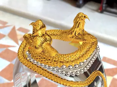 twin snakes ring 3D print model