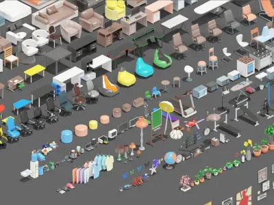 low poly interior 12 Low-poly 3D model