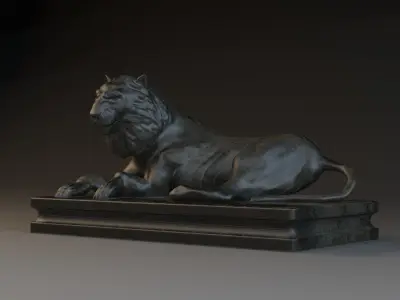 Bronze Lions bronze statues beasts big lions 3D model