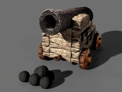 ancient old cannon printable 3D model