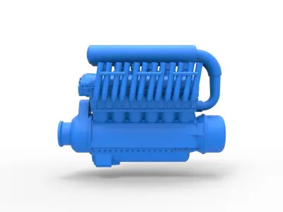 Engine V12 for pulling tractor Scale 1 to 25 3D print model