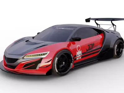 Acura NSX GT3 white body kit Low-poly 3D model