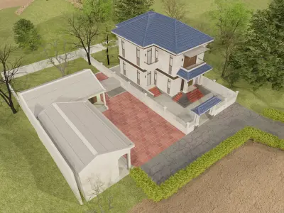 Resident House - Thai Roof House Free 3D model