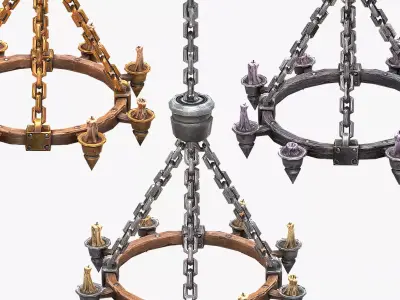 Chandelier with candles Low-poly 3D model