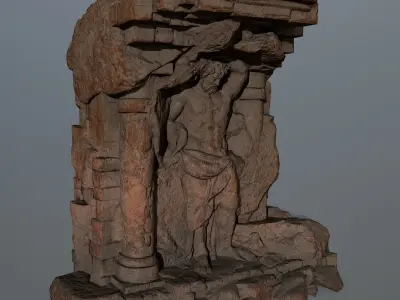 statue 2 stone structure Low-poly 3D model