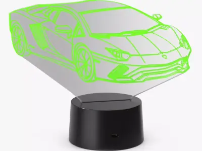 Hologram Night Light Car Green 3D model