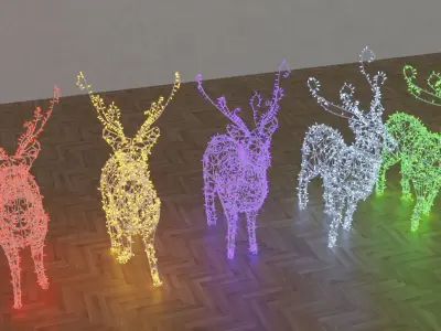 Christmas Deer Decor Decoration Colored 3D model