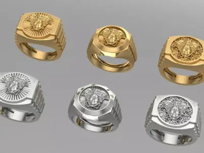 Medusa and rolex rings 3D print model