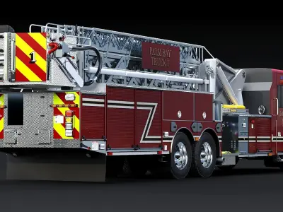 Fire Truck Aerial Platform Palm Bay Low-poly 3D model