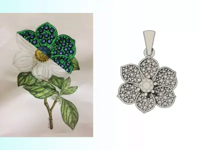 Camellia Pendant 3D print model